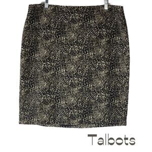 Talbots  Brown Tan Animal Print Velvet Skirt NWT Size 16 CottageCore